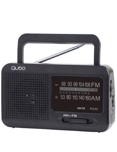 Radio Portátil Qubo R-222/ con Cable/ a Pilas/ Negra