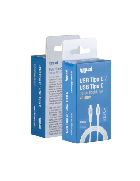 iggual Cable USB-C/USB-C 100 cm blanco Q3.0 3A