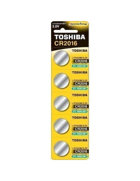 Pack de 5 Pilas de Botón Toshiba CR2016/ 3V