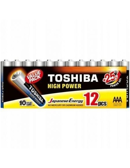 Pack de 12 Pilas AAA Toshiba High Power LR03/ 1.5V/ Alcalinas