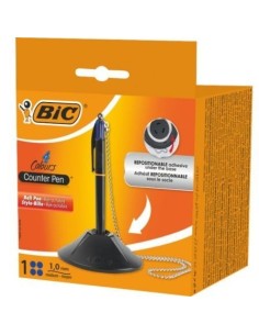 Bolígrafo de Tinta de Aceite Retráctil Bic 527507/ Azul/ Incluye Base + Cadena