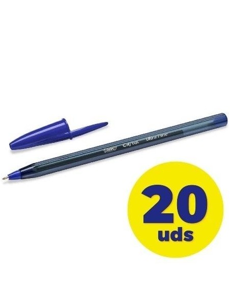 Caja de Bolígrafos de Tinta de Aceite Bic Cristal Exact Ultrafine 992605/ 20 unidades/ Azules