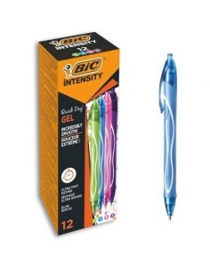 Caja de Bolígrafos de Tinta de Gel Retráctil Bic Gelocity Quick Dry 964826/ Verde, Azul, Rosa y Turquesa