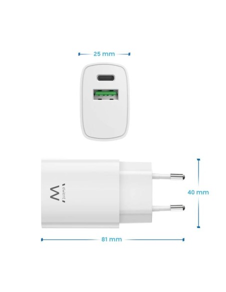 EWENT Cargador rapido Q3 20w Usb-C y Usb-A