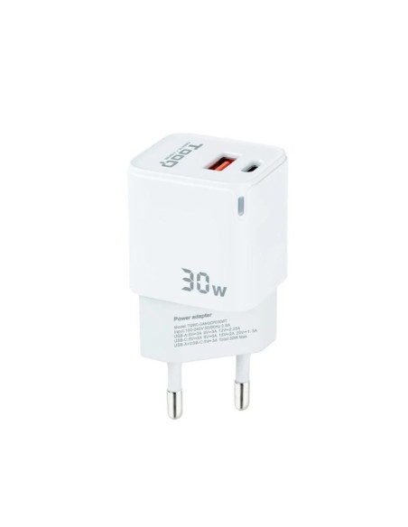 TOOQ Cargador pared GAN USB-C/USB-A 30W