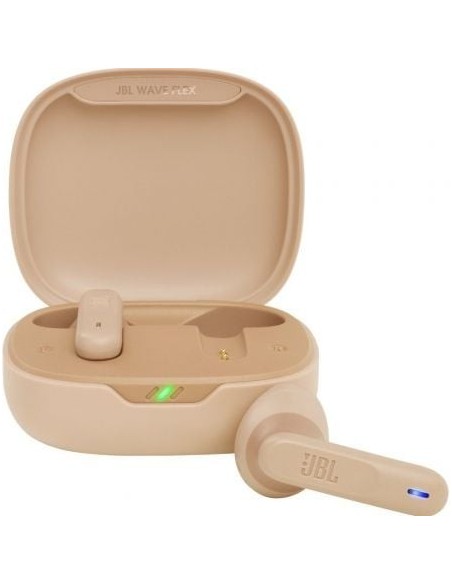 Auriculares Bluetooth JBL Wave Flex con estuche de carga/ Autonomía 8h/ Beige