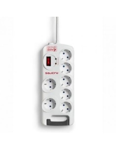 Regleta con interruptor Salicru SAFE 7/ 7 Tomas de corriente/ Cable 1.8m/ Blanca