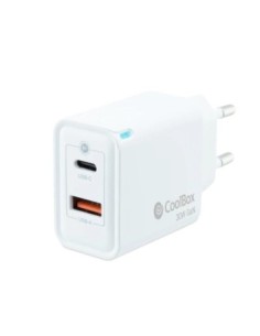 Coolbox Cargador Gan 30W USB-C/USB-A PARED