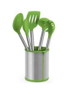 Set 5 Utensilios Bra Prior A197011/ Bote Porta Utensilios/ Espátula/ Cuchara/ Pasta/ Cazo/ Espumadera/ Cucharón
