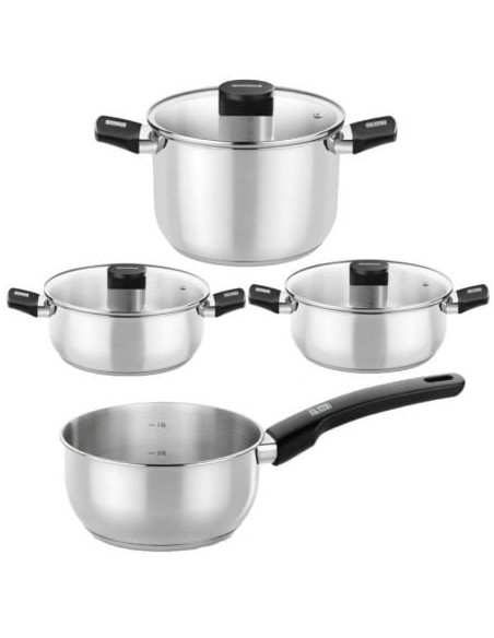 Pack Batería de Cocina Elite Monix M240001/ Cazo Ø14cm/ Ollas Ø24cm/ Cacerolas Ø20 - 24cm/ Acero Inoxidable/ Apta para Inducción
