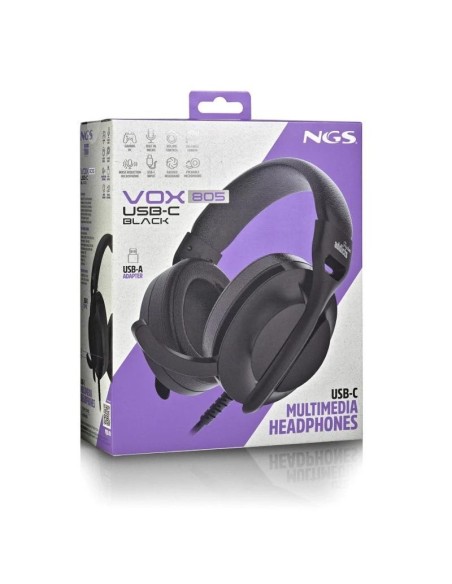 NGS Auriculares Cable USB-C Control Vol. Negro