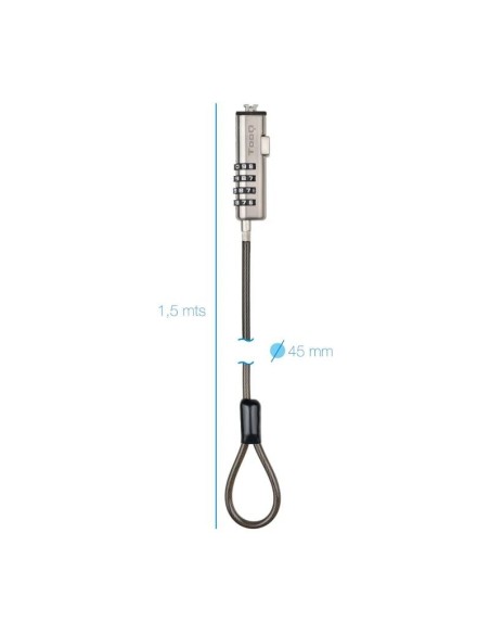 Tooq Cable seguridad T-Nano con combinación 1'5m