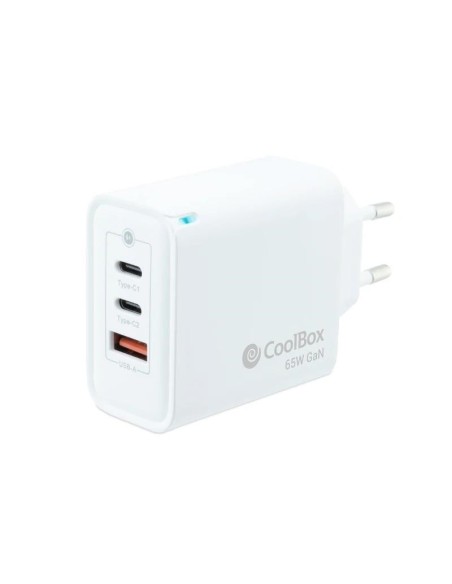 Coolbox Cargador Pared GAN 65W USB-C/USB-C/USB-A