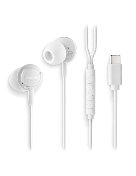 NGS Auricular Blanco Estéreo USB-C con cable
