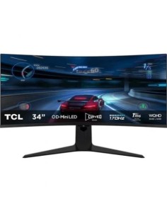 Monitor Gaming Curvo TCL 34R83Q 34'/ WQHD/ 1ms/ 170Hz/ VA/ Regulable en altura/ Blanco y Negro