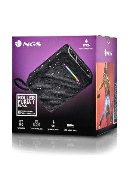 NGS Altavoz Rollerfuria1 BT RGB IPX6 Negro 15W