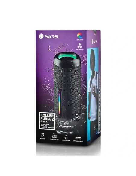 NGS Altavoz RollerFuria2 BT Rgb IP67 Negro 30W