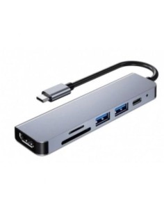 Docking USB Tipo-C 3GO HUB3UCRH4K/ 3xUSB/ 1xUSB Tipo-C/ 1xHDMI/ 1xLector tarjetas/ Gris 2