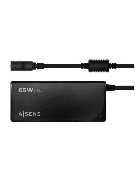 Cargador de Portátil Aisens ASLC-65WAUTO-BK/ 65W/ Automático/ 9 Conectores/ Voltaje 18.5-20V/ 1 USB QC3.0