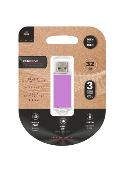 Pendrive 32GB Tech One Tech Basic USB 2.0/ Purpura Claro