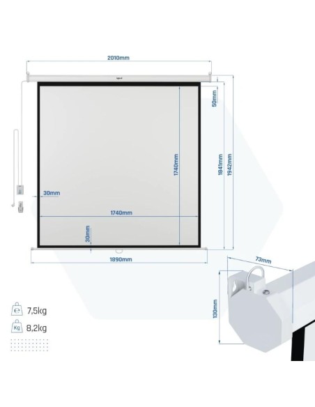 iggual Pantalla eléctrica 4:3 100" 180x180 cm