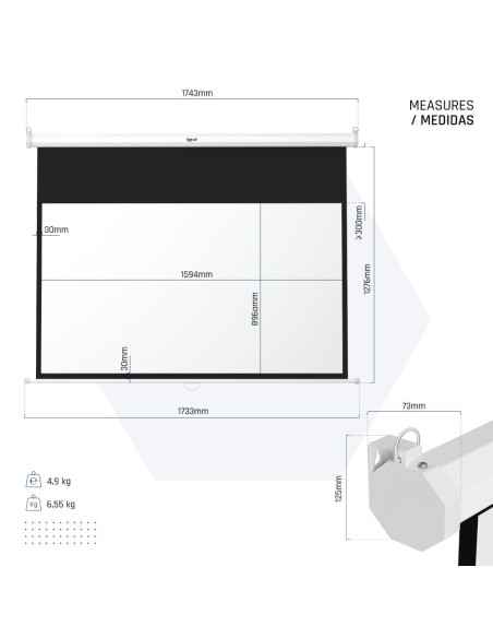 iggual Pantalla manual 16:9 72" 159x89 cm
