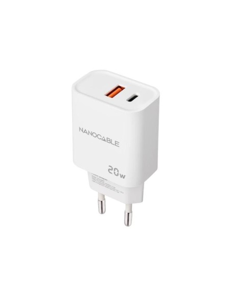 Nanocable Cargador USB-C/PD+USB-A/QC 20W Blanco