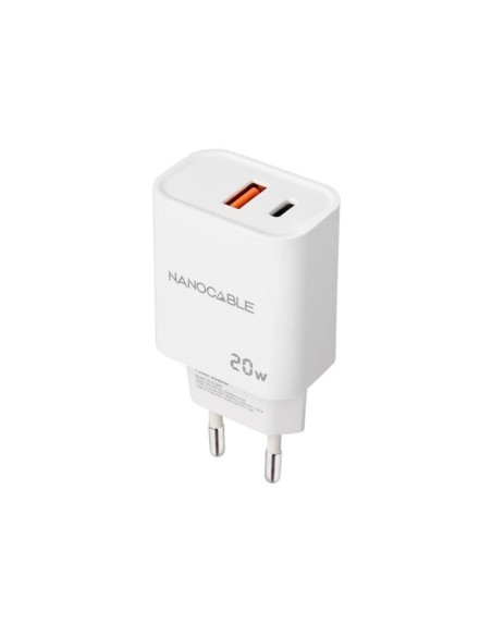 Nanocable Cargador USB-C/PD+USB-A/QC 20W Blanco