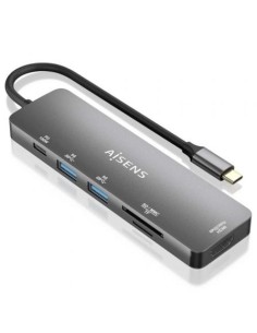 Docking USB Tipo-C Aisens ASUC-6P016-GR/ 1xHDMI/ 2xUSB/ 1xLector Tarjetas/ 1xUSB Tipo-C PD/ Gris 2