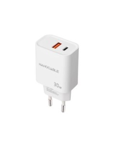 Nanocable Cargador USB-C/PD+USB-A/QC 30W Blanco