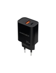 Nanocable Cargador USB-C/PD+USB-A/QC 30W Negro