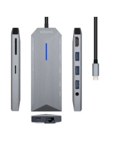 Docking USB Tipo-C Aisens ASUC-9P001-GR/ 1xHDMI/ 3xUSB/ 1xRJ45/ 1xAudio/ 1xLector Tarjetas / 1xUSB Tipo-C PD/ Gris 2
