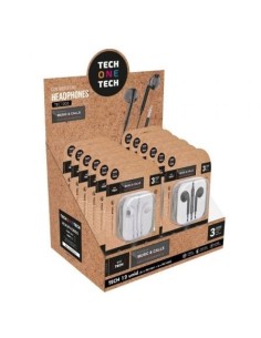 Expositor de Auriculares Tech One Tech EarTECH TEC1003 / con Micrófono/ Jack 3.5/ Incluye 6 Auriculares Blancos y 6 Auriculares Negros