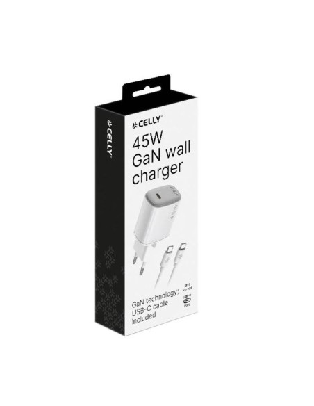 Celly Cargador  45W Usb-C + Cable Usb-C