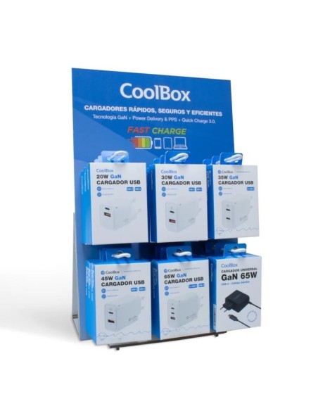 COOLBOX PACK 18 CARGADORES GAN + EXPOSITOR