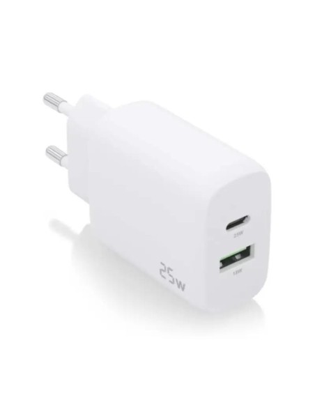 Aisens Cargador USB-C PD3.0 USB-A QC3.0 25W Blanco