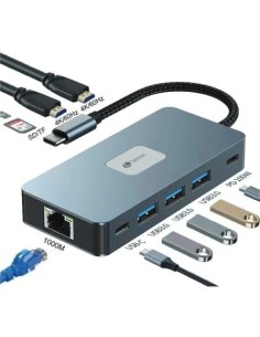 Docking USB Tipo-C Leotec LEDS02/ 3xUSB/ 1xUSB Tipo-C/ 1xUSB Tipo-C PD/ 2xHDMI 4K/ 1xRJ45/ 1xLector Tarjetas SD y MicroSD/ Gris 2