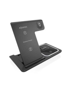 Aisens Cargador Inalámbrico USBC 15W 3 en 1 Negro