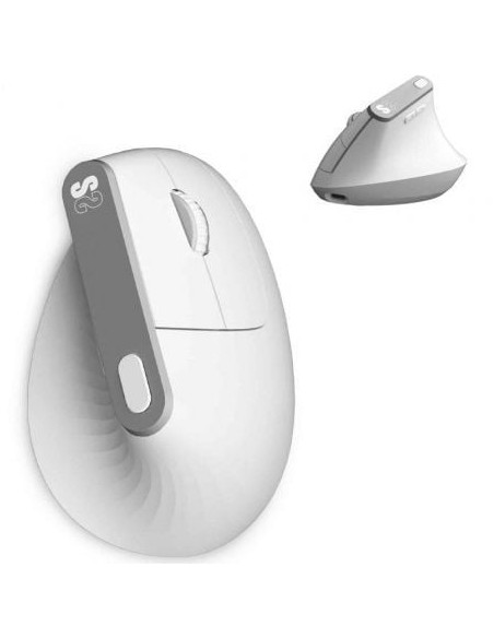Ratón Vertical Inalámbrico por Bluetooth/ 2.4GHz Subblim Nature Vertical Ergo Dual Battery/ Batería Recargable/ Hasta 4000 DPI/ Blanco