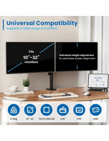 EWENT EW1512 Soporte mesa 2 monitor 13-32"