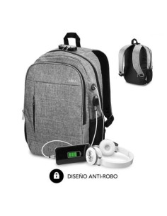 Mochila Subblim Urban Lock para Portátiles hasta 16'/ Puerto USB/ Antirrobo/ Gris 2