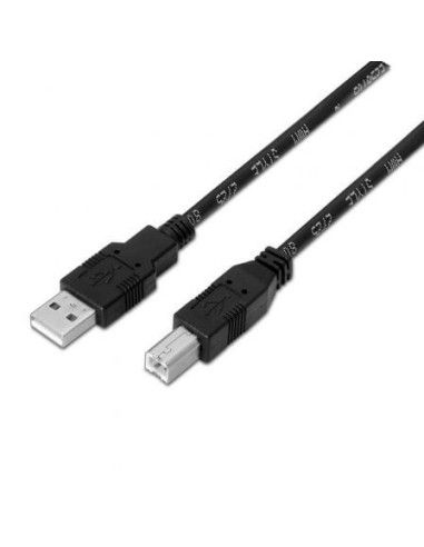 Cable USB 2.0 Impresora Aisens A101-0007/ USB Tipo-B Macho - USB Macho/ Hasta 2.5W/ 60Mbps/ 3m/ Negro