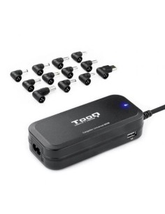 Cargador de Portátil TooQ TQLC-90BS02AT/ 90W/ Automático/ 12 Conectores/ Voltaje 12-20V/ 1 USB 2