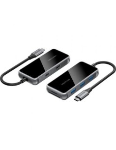 Docking USB Tipo-C Vention TFMHB/ 1xHDMI/ 3xUSB/ 1xUSB Tipo-C PD/ 1xLector Tarjetas SD y MicroSD/ Gris 2