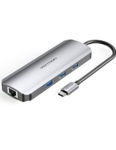Docking USB Tipo-C Vention TOKHB/ 1xHDMI/ 3xUSB/ 1xUSB Tipo-C PD/ 1xRJ45/ 1xLector Tarjetas SD y MicroSD/ Gris 2