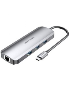 Docking USB Tipo-C Vention TOLHB/ 1xHDMI/ 3xUSB/ 1xUSB Tipo-C PD/ 1xRJ45/ 1xLector Tarjetas SD/ 1x MicroSD/ Jack 3.5/ Gris 2