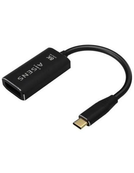 Conversor Aisens A109-0690/ USB Tipo-C Macho - DisplayPort Hembra/ Hasta 27W/ 1250Mbps/ 15cm/ Negro