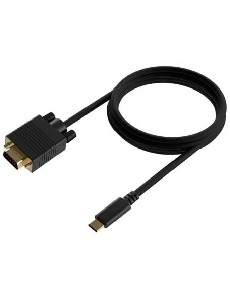 Cable Conversor Aisens A109-0692/ USB Tipo-C Macho - VGA Macho/ Hasta 27W/ 1250Mbps/ 80cm/ Negro