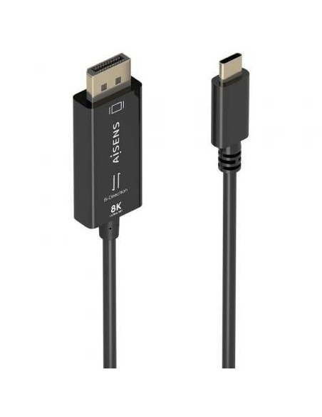 Cable Conversor Aisens A109-0879/ USB Tipo-C Macho - DisplayPort Macho/ 1.8m/ Negro