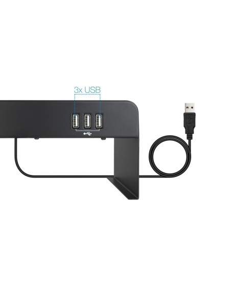 Tooq Soporte elevador monitor/portátil 3xUSB negro